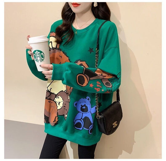 Mama Bear Graphic Print Oversized Sweatshirt