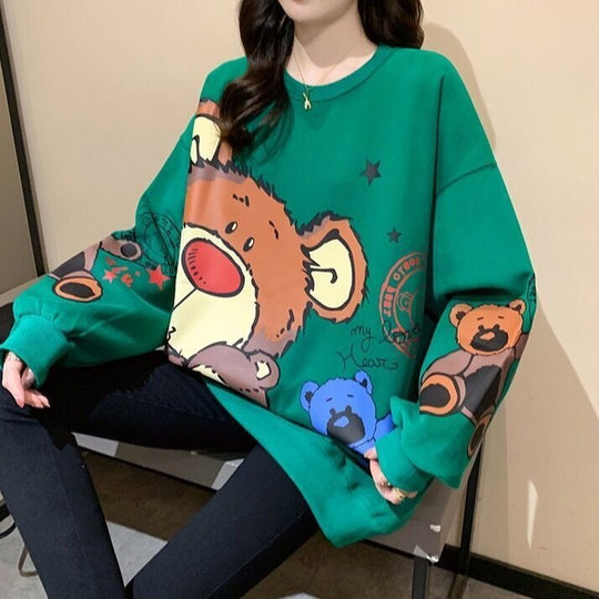 Mama Bear Graphic Print Oversized Sweatshirt
