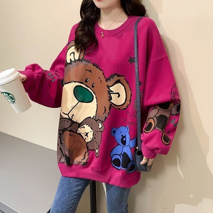 Mama Bear Graphic Print Oversized Sweatshirt