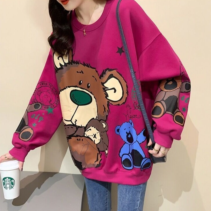 Mama Bear Graphic Print Oversized Sweatshirt