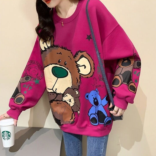 Mama Bear Graphic Print Oversized Sweatshirt