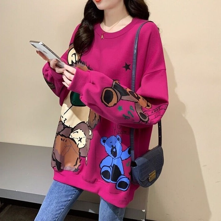 Mama Bear Graphic Print Oversized Sweatshirt