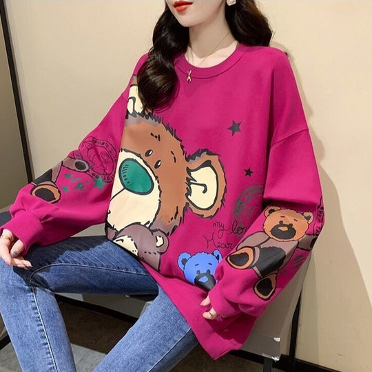 Mama Bear Graphic Print Oversized Sweatshirt