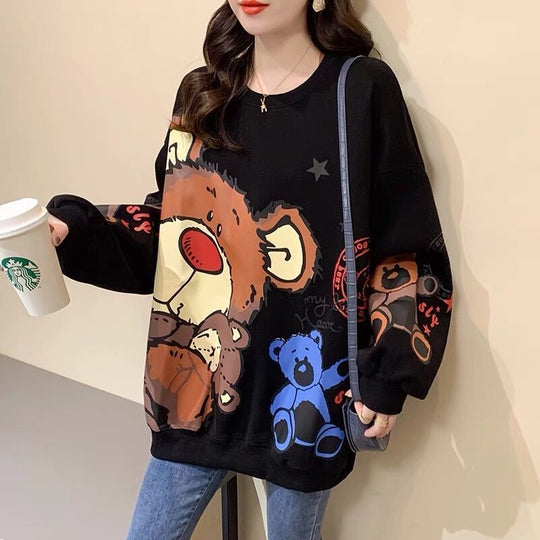 Mama Bear Graphic Print Oversized Sweatshirt