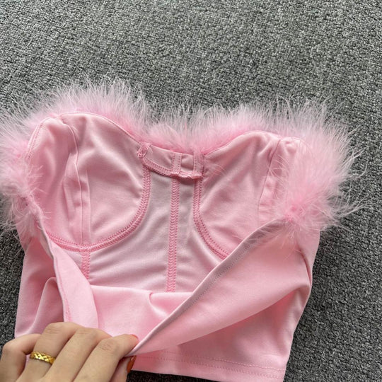 Miranda Strapless Bustier with Feather