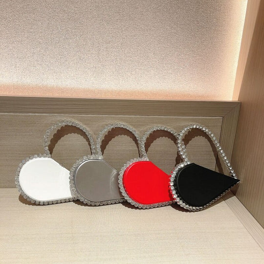 Luxury Rhinestone Hollow Heart Clutch