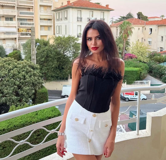 Anna Bustier with Feathers and Adjustable Strap