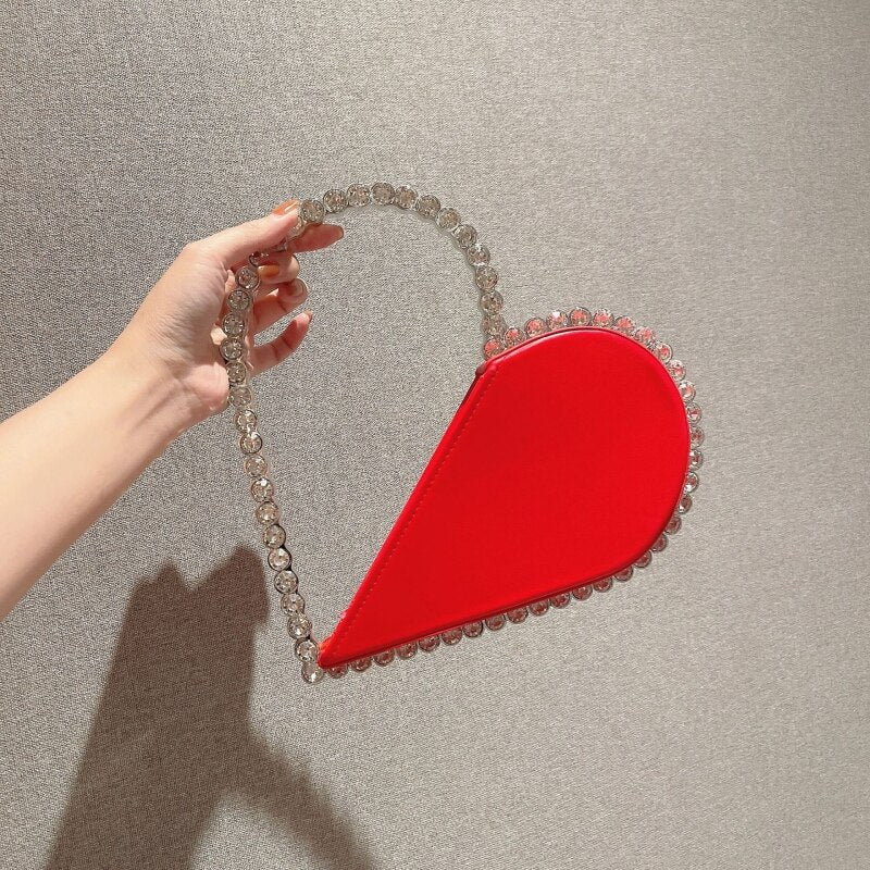 Luxury Rhinestone Hollow Heart Clutch