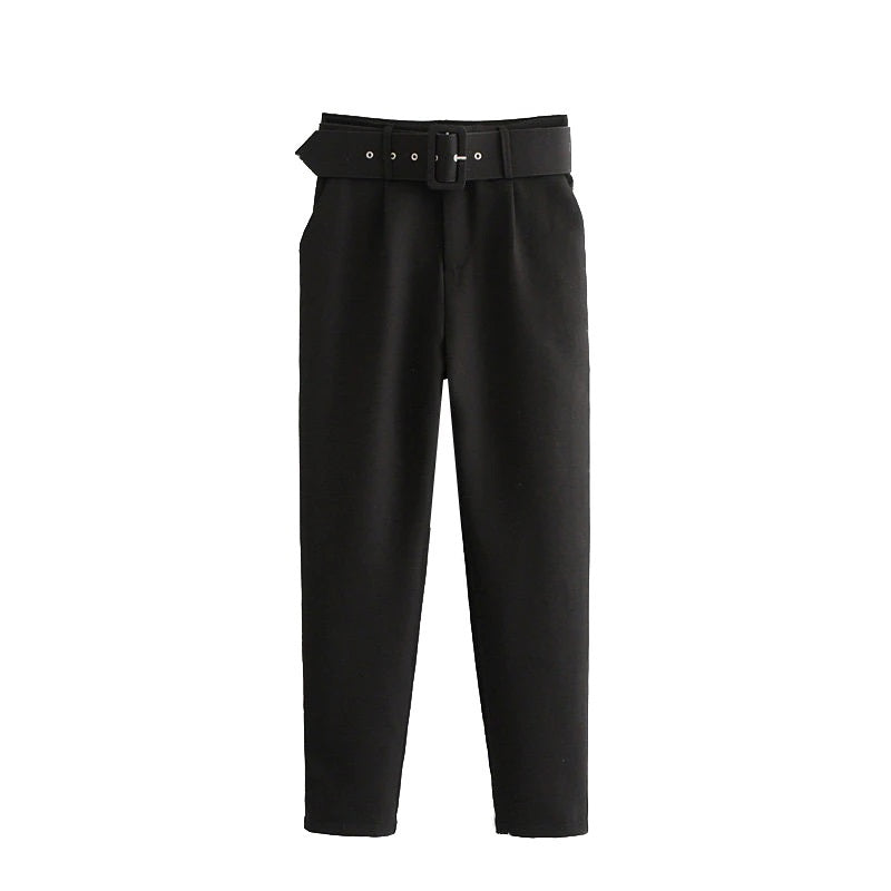 Voila Belted eyelet pegged High Waist Trousers