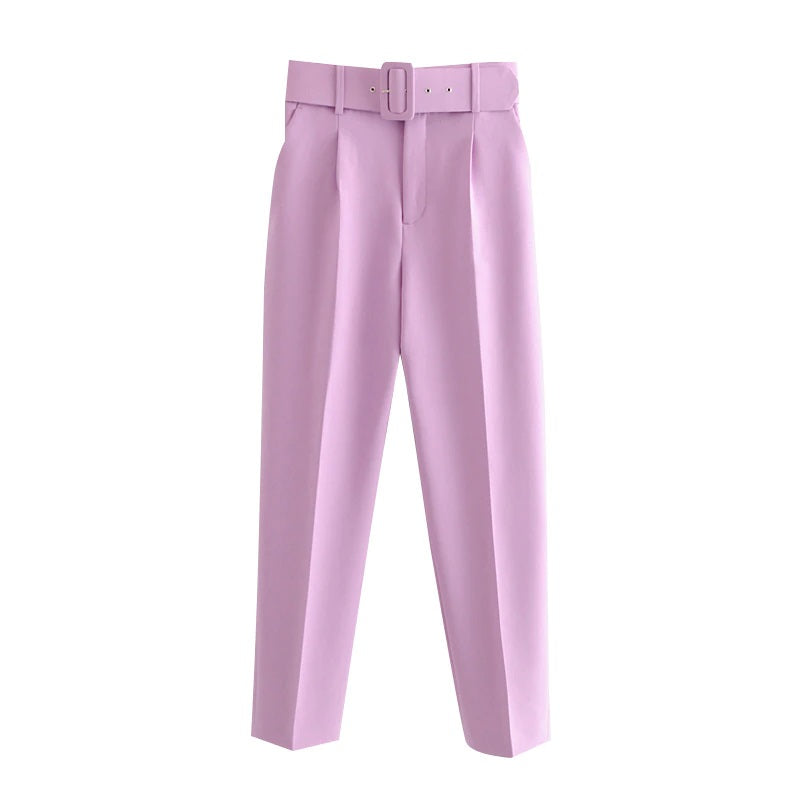 Voila Belted eyelet pegged High Waist Trousers