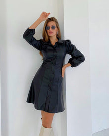 Blair Leather A-line Midi Dress