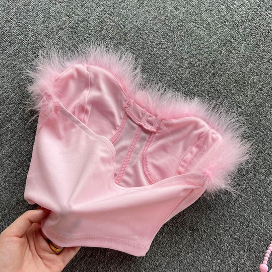 Miranda Strapless Bustier with Feather